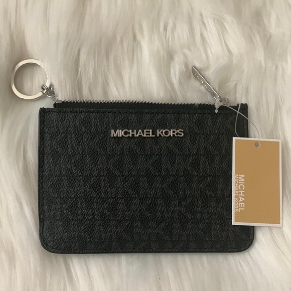 MICHAEL KORS Small Coin Card Case in Black/Silver - Picture 1 of 3